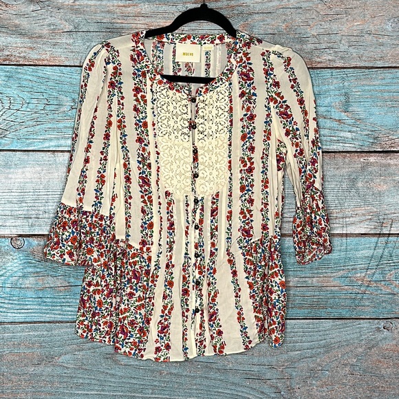 Anthropologie Maeve Floral Top Boho Chic Size 2 - Picture 2 of 7